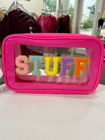 Clear "Stuff" Patch Letter Makeup Pouch