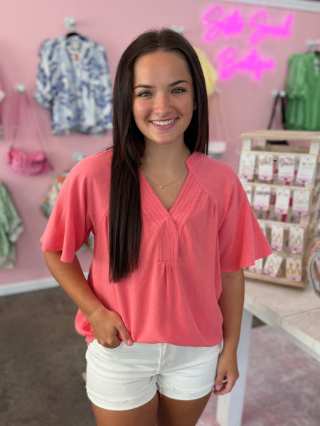 Weekend Escape Blouse - Coral