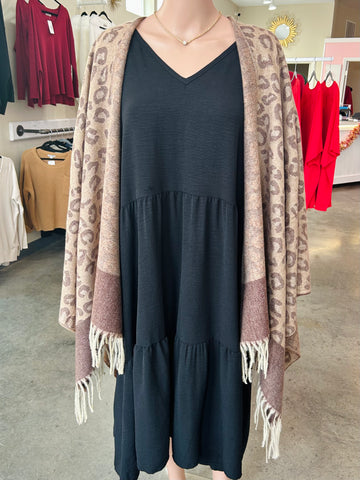 Soft Knit Leopard Print Kimono - Brown