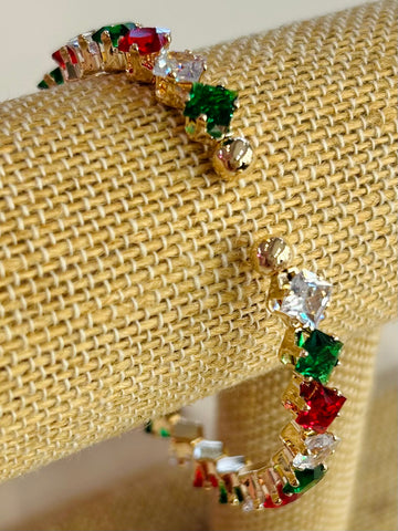 Holiday CZ Studded Cuff Bracelet