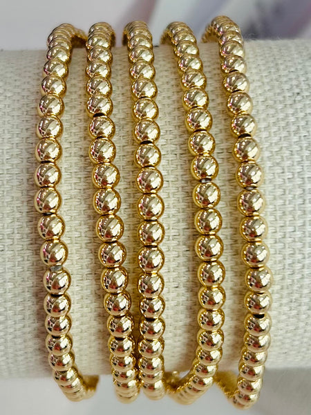 Trendy Beaded Stretch Bracelet Set - Gold