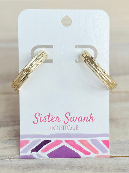 Textured Metal Tone Octagon Hoop Earrings