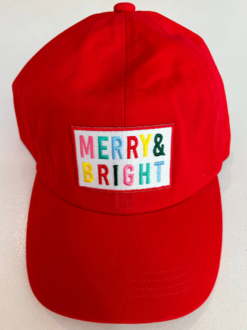 'Merry & Bright' Patch Baseball Cap - Red