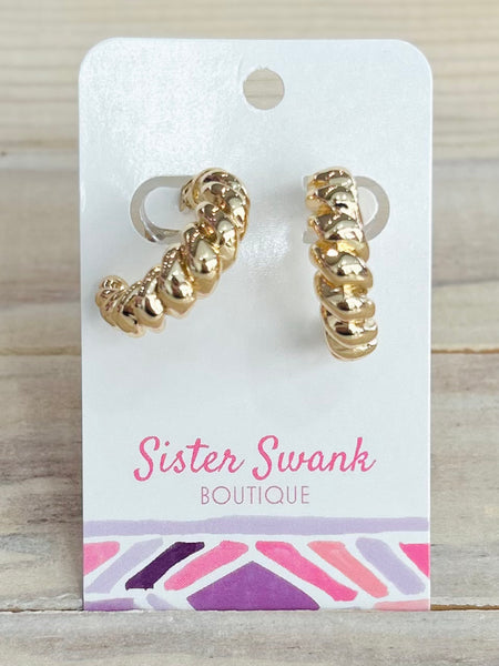 Tapered Twisted Metal Hoop Earrings