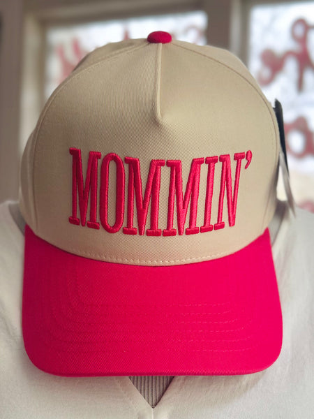 Mommin' Baseball Cap - Hot Pink