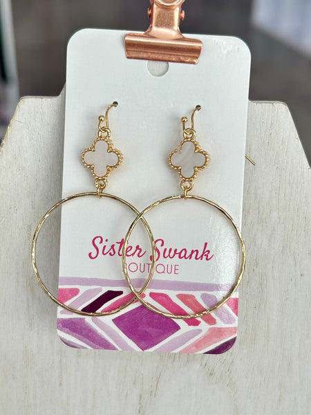 Clover Drop Hoop Earrings