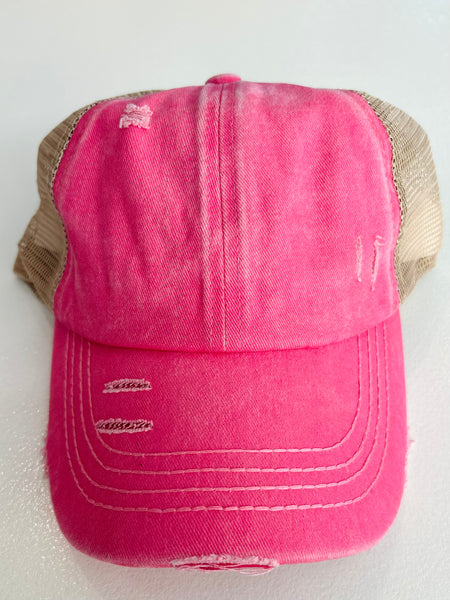 Distressed CC Baseball Cap Collection -  Pink