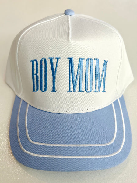 "BOY MOM" Hat - Blue