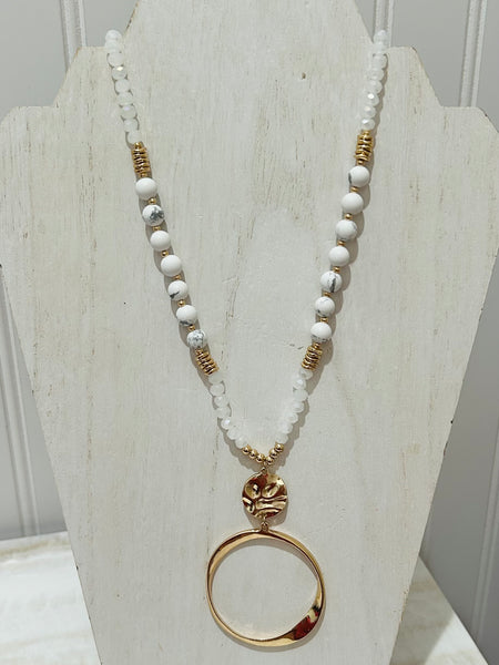 Long Beaded Chain Link Necklace
