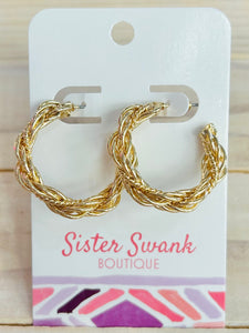 Layered Twisted Hoop Earrings - Gold