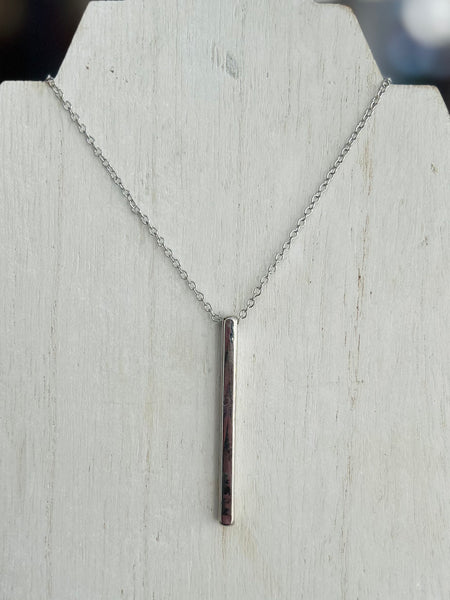 Long Metal Bar Pendant Chain Necklace