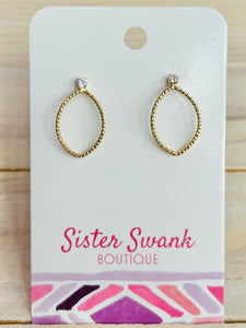 Oval Shimmer Post Earrings - Gold