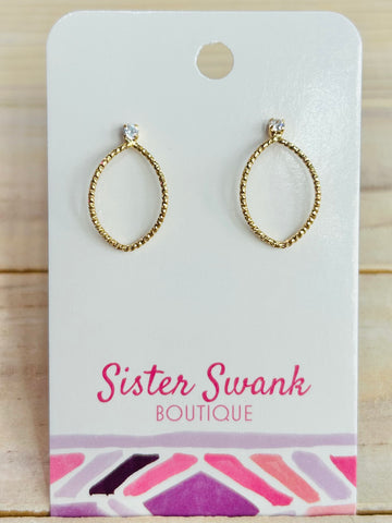 Oval Shimmer Post Earrings - Gold