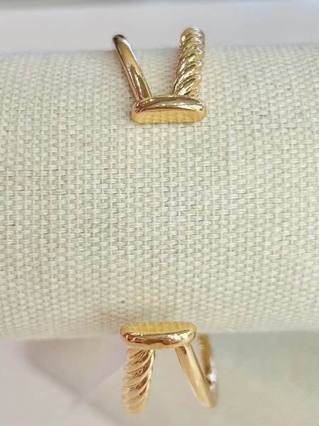 Pearlescent Clover Criss Cross Cuff Bracelet - Gold