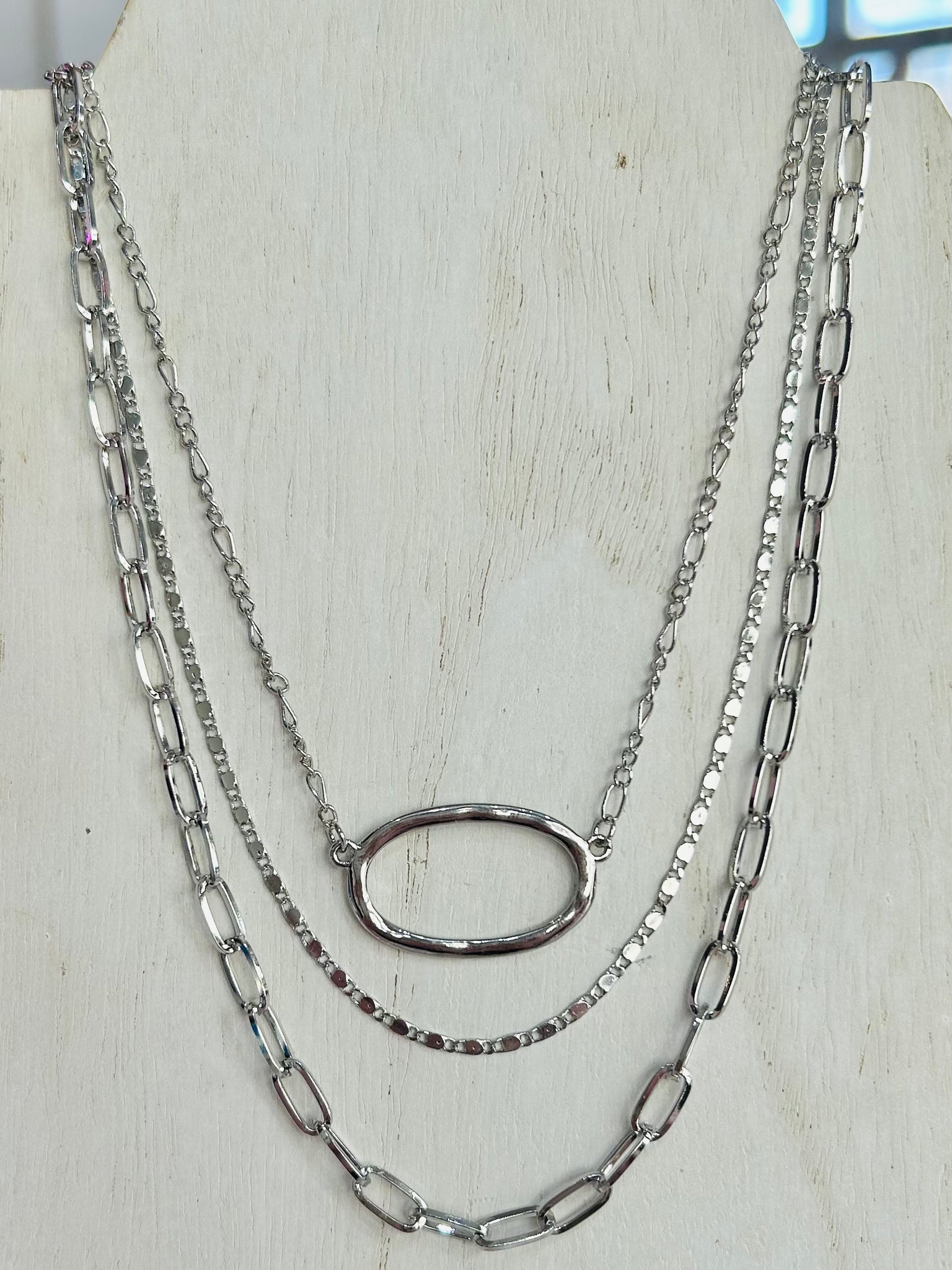 Set of Two Chain Link Necklace - Silver