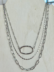 Set of Two Chain Link Necklace - Silver