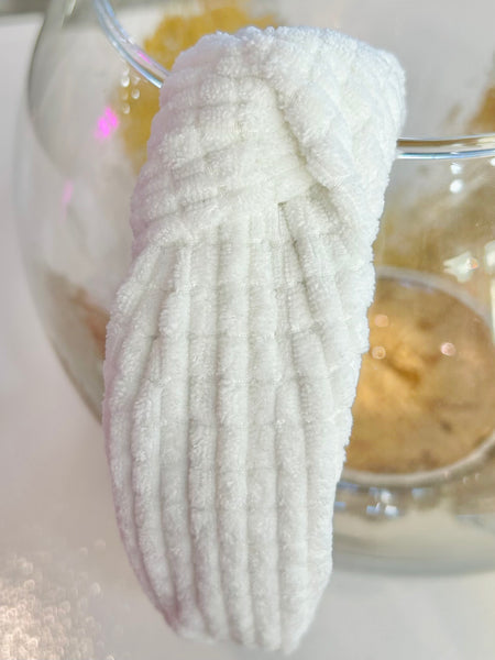 Terry Cloth Knotted Headband - White