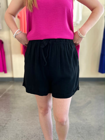 Where to Next Linen Shorts - Black