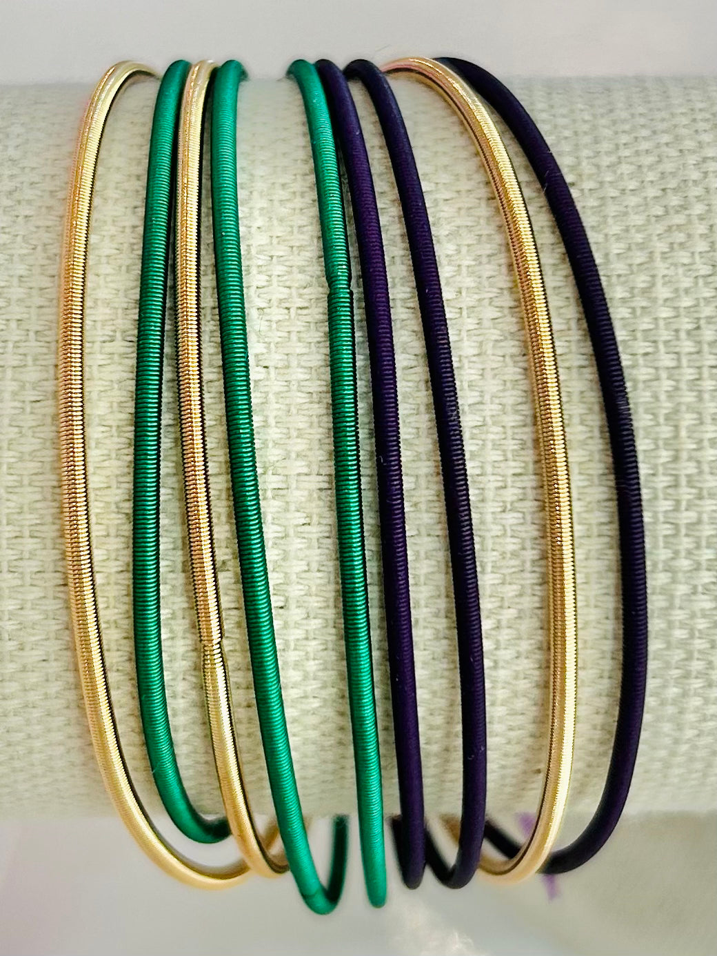 Set of 9 Mardi Gras Guitar String Stretch Bracelets