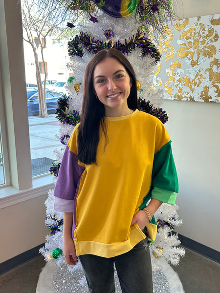 It's Mardi Gras Y'all Color Block Top