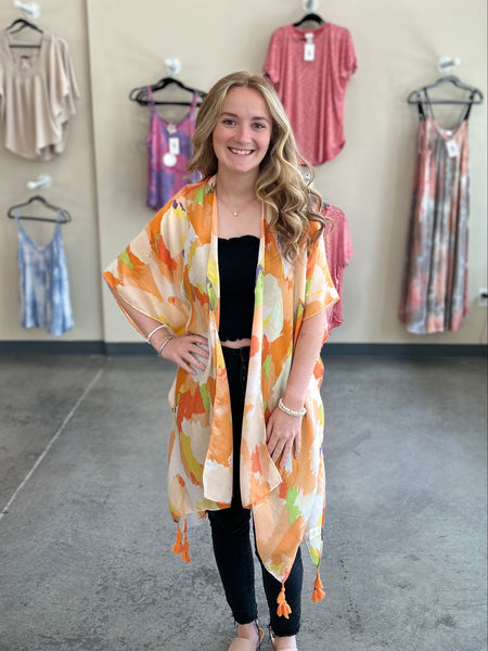 Summer Watercolor Kimono - Orange