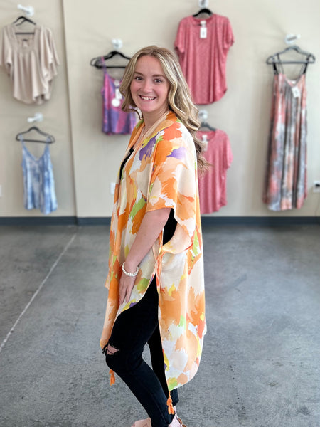 Summer Watercolor Kimono - Orange