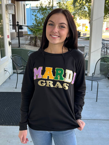 Mardi Gras On My Mind Top - Black