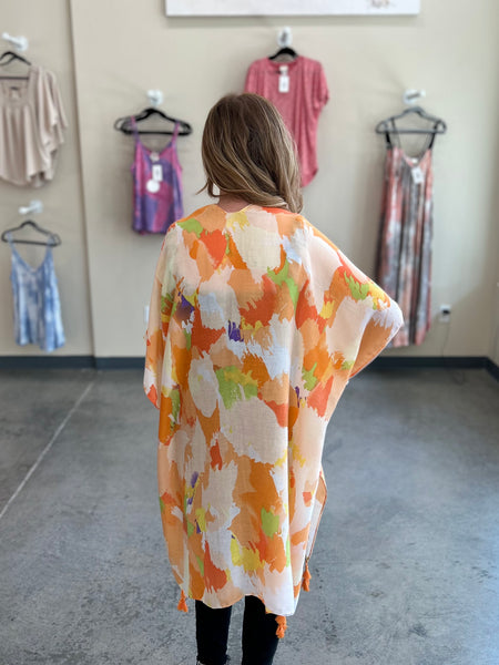 Summer Watercolor Kimono - Orange