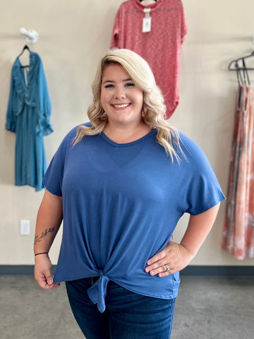 Knot Your Basic Top - Denim Blue