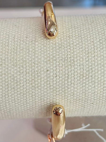 Gold Cuff Bracelet with Pearl Studs