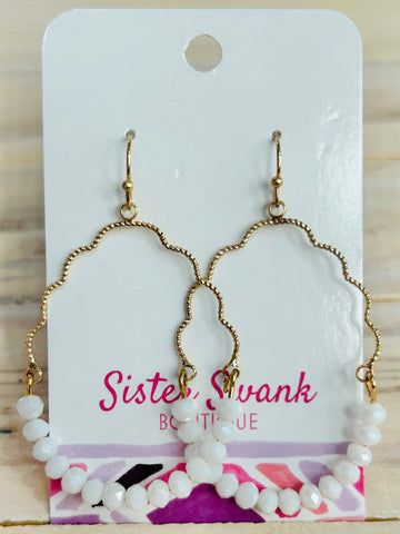 Wavy Teardrop Drop Earrings - White