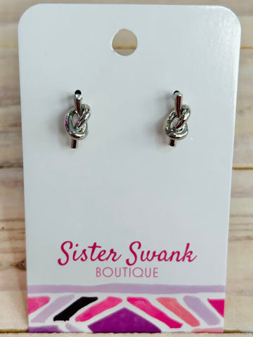 Knot Stud Earrings - Silver