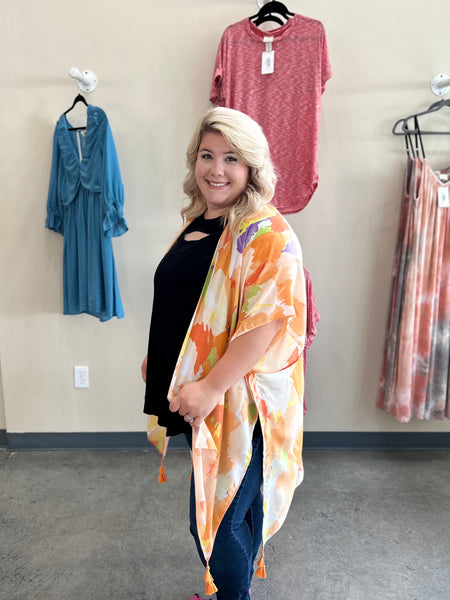 Summer Watercolor Kimono - Orange