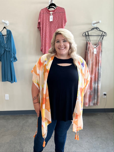 Summer Watercolor Kimono - Orange