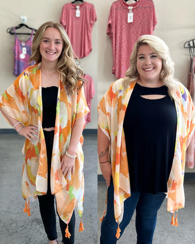 Summer Watercolor Kimono - Orange