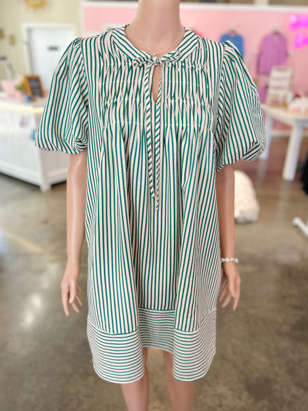 Sweet Harbor Stripe Dress - Green