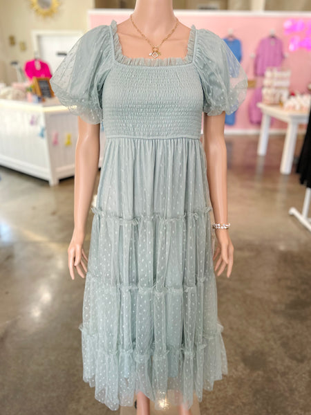 Polka Dot Dream Dress - Sage
