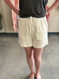 Cotton Drawstring Shorts - Cream