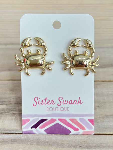 Classic Crab Stud Earrings - Gold