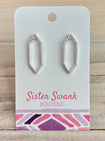 Twisted Hexagon Earrings - Silver