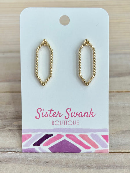 Twisted Hexagon Earrings - Gold