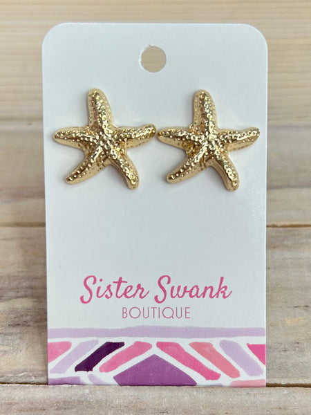 Classic Starfish Stud Earrings - Gold