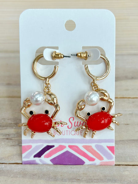 Coastal Crab Drop Earrings