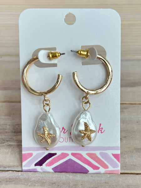 Baroque Pearl Starfish Hoops