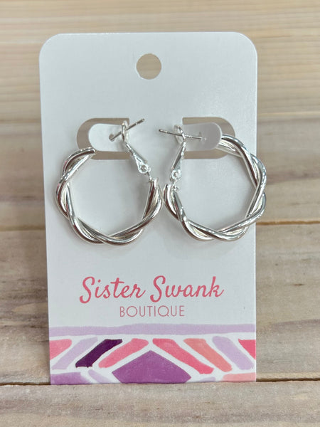 Classic Twist Hoop Earrings - Silver