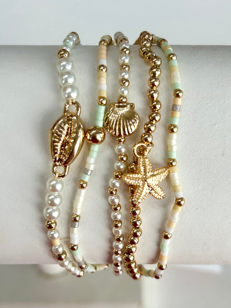 Beach Babe Beaded Stack - Mint
