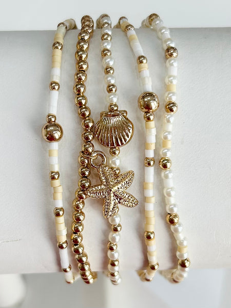 Beach Babe Beaded Stack - Natural