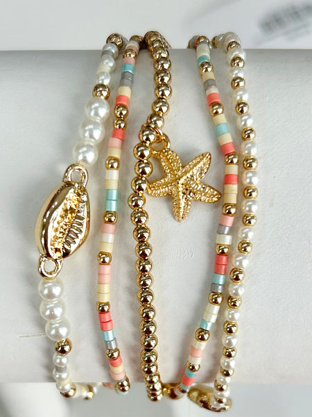Beach Babe Beaded Stack - Pink