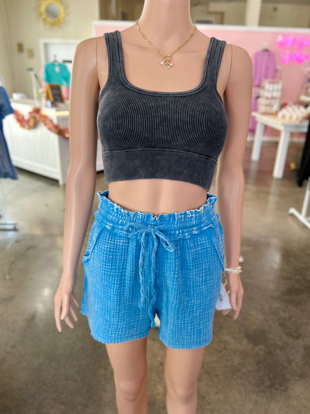 Everyday Ease Gauze Shorts - Blue