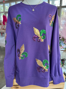 Fleur-De-Lis Sequin Top - Purple